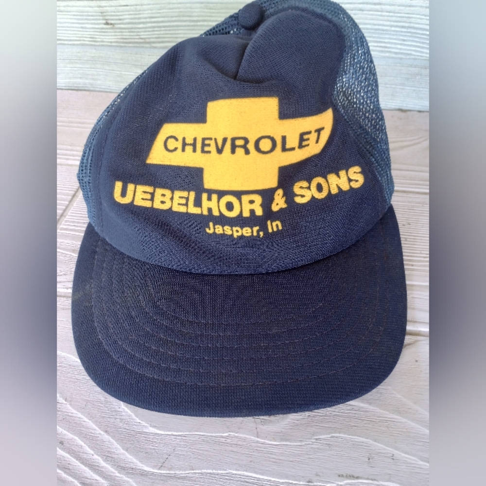 Vintage Chevrolet Ubebelhor & Sons Jasper IN Truckers Hat Mesh Snapback USA